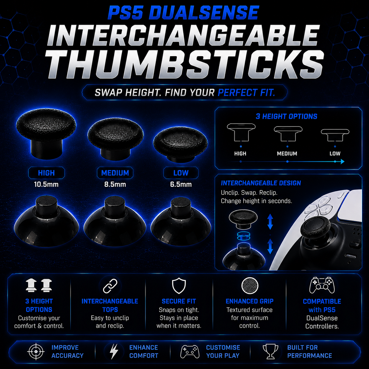 PS5 Interchangeable Thumbsticks