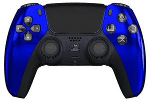 Chrome Blue PS5 Controller with Black Buttons and Back Shell