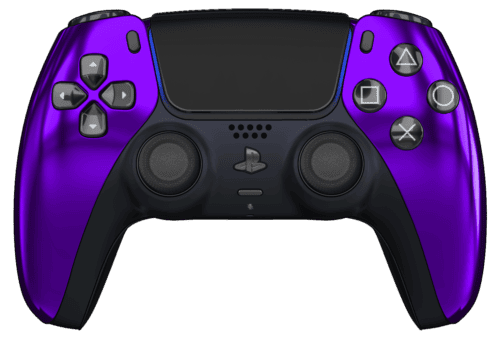 Chrome Purple PS5 Controller with Black Buttons and Back Shell
