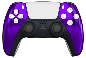 Chrome Purple PS5 Controller with White Buttons and Back Shell