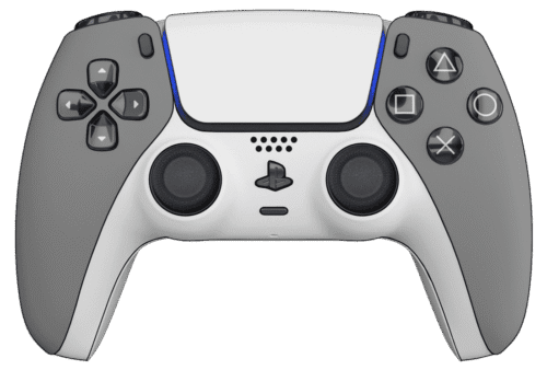 Matte Grey PS5 Controller with White Trim and Black buttons