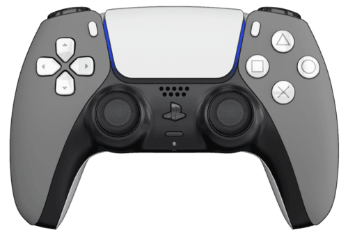 Matte Grey PS5 Controller with White Buttons and Back