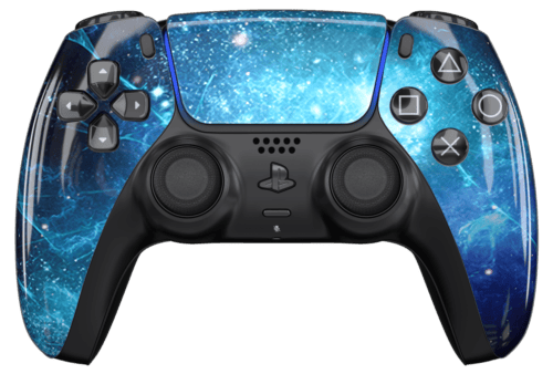 Cool Galaxy PS5 Controller With Black Buttons and Back Shell