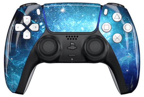 Cool Galaxy PS5 Controller With White Buttons and Back Shell