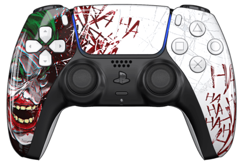 Joker PS5 Controller with White Buttons and Back Shell