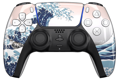 Waves PS5 Controller With White Buttons and Back Shell
