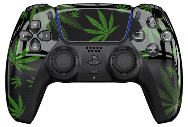 pattern weed ps5 controller with black buttons