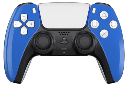 Blue PS5 Controller with White Buttons, Touchpad and Back Shell