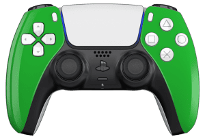 Green PS5 Controller with White Buttons, Touchpad and Back Shell