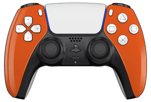 Orange PS5 Controller with White Buttons, Touchpad and Back Shell