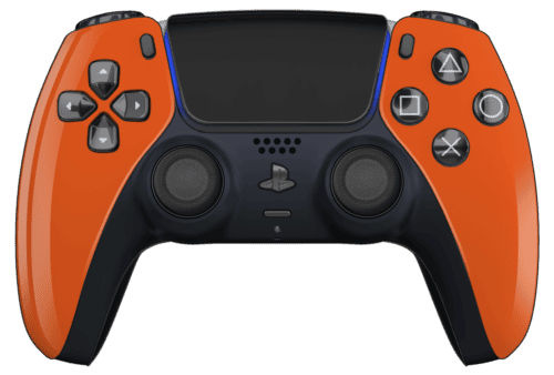 Orange PS5 Controller with Black Buttons, Touchpad and Back Shell