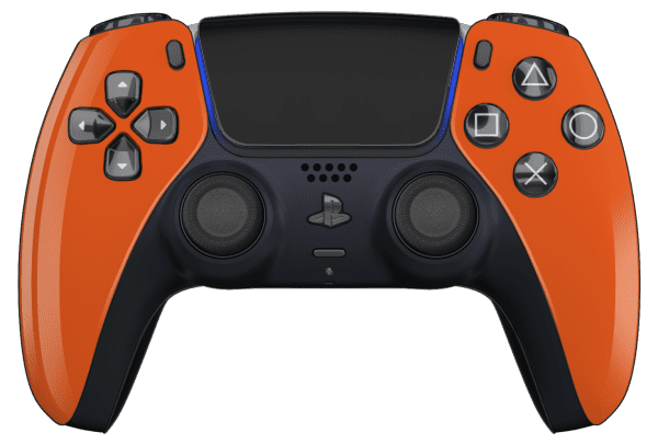 Orange PS5 Controller with Black Buttons, Touchpad and Back Shell