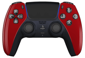 Red PS5 Controller with Black Buttons, Touchpad and Back Shell