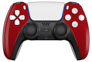 Red PS5 Controller with White Buttons, Touchpad and Back Shell