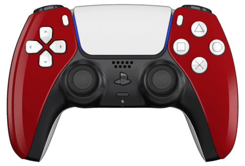 Red PS5 Controller with White Buttons, Touchpad and Back Shell