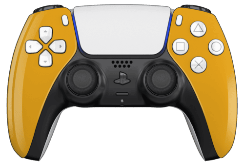 Yellow PS5 Controller with White Buttons, Touchpad and Back Shell