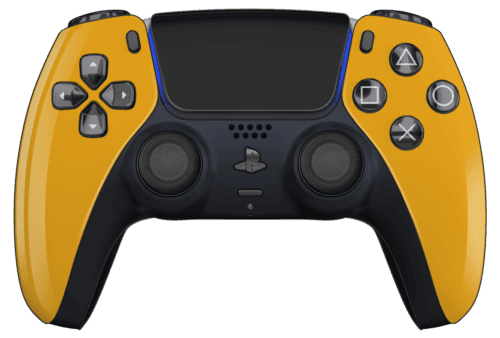 Yellow PS5 Controller with Black Buttons, Touchpad and Back Shell