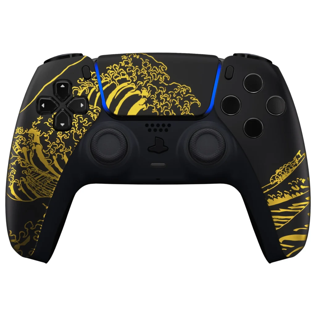 TheGreatGOLDENWaveOffKanagawa-BlackFrontShellWithTouchpadCompatibleWithPS5ControllerBDM-010_BDM-020_BDM-030-1