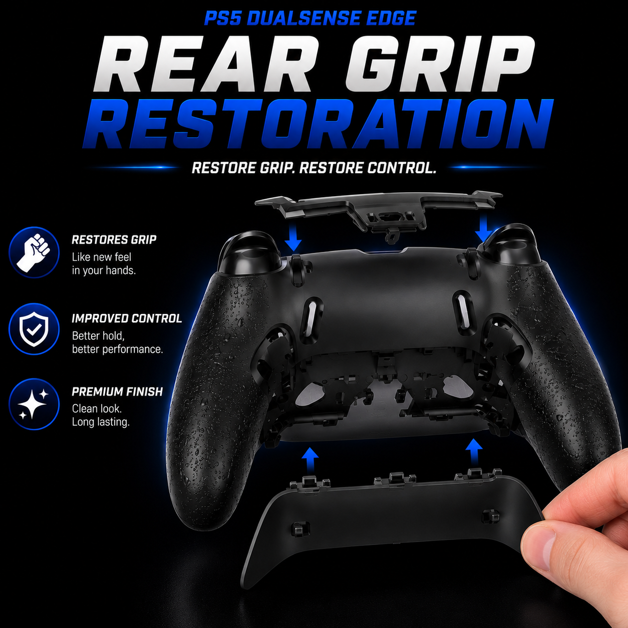 PS5 DualSense Edge Grip Restoration(rear Splash Grip Upgrade)