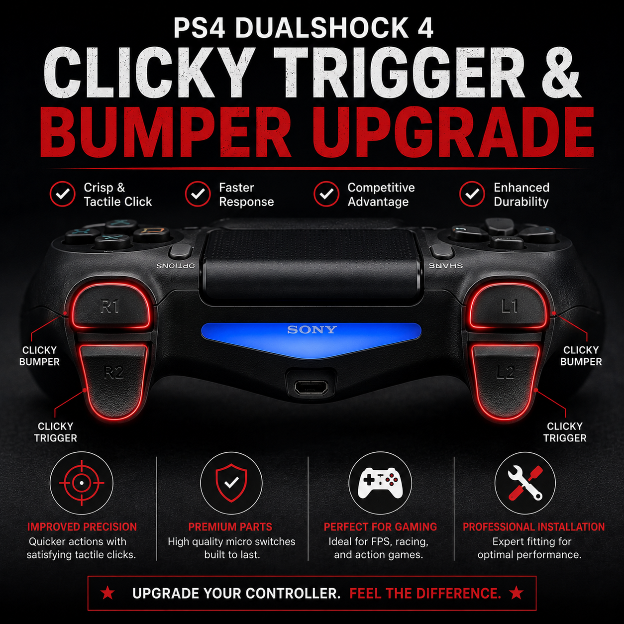 PS4 DualShock 4 Clicky Trigger & Bumper Upgrade