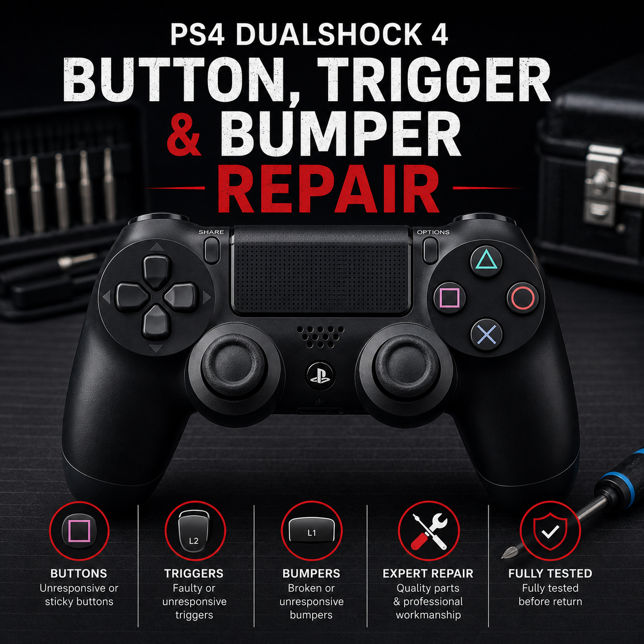 PS4 DualShock Button, Trigger & Bumper Repair